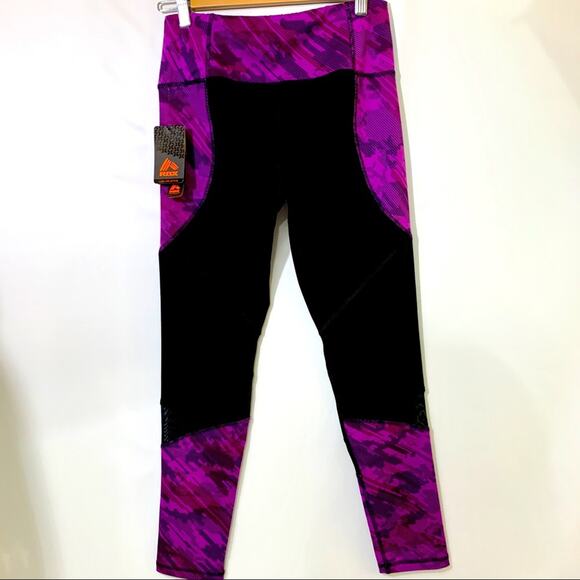 RBX Workout Running Leggings Black Mesh & Pink Purple Medium NWT - Picture 7 of 12
